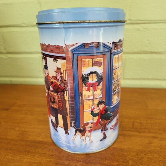 M & M Season's Greetings Christmas Tin 1991 Collectible Santa Village Vintage T3 - Picture 4 of 8